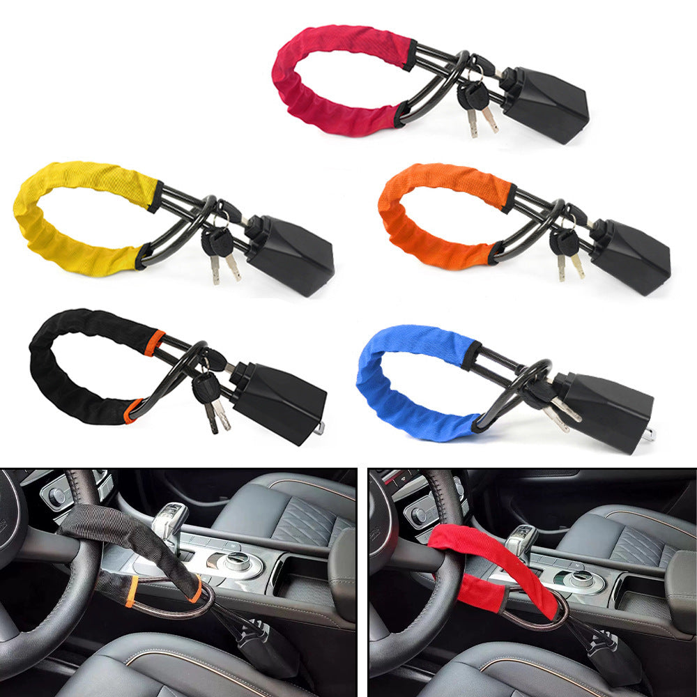 Retractable Car Steering Wheel Anti-Theft Cable Lock with Buckle