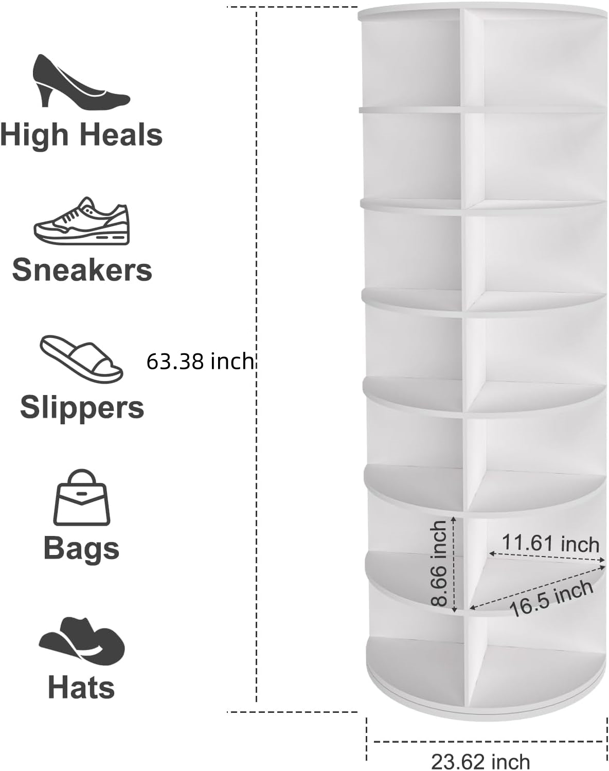 7 Tier Rotating Shoe Rack Tower Organizer
