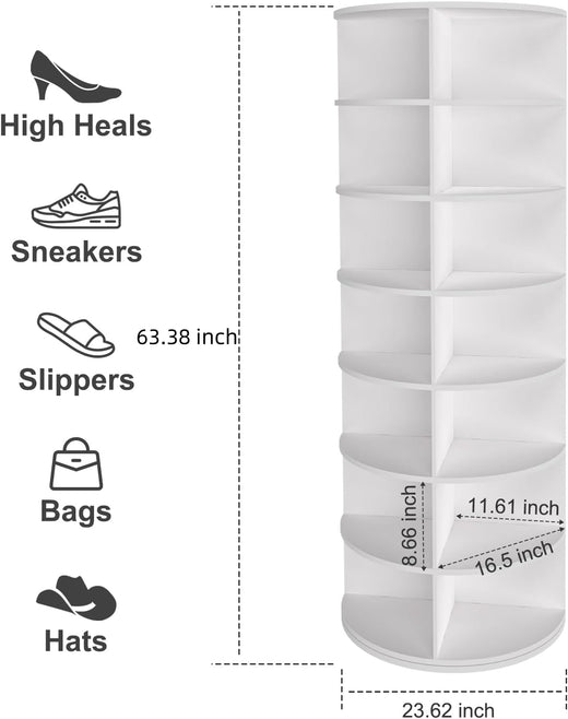7 Tier Rotating Shoe Rack Tower Organizer