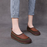 Handmade Genuine Leather Flat Women's Shoes Slip-On Loafers Casual Soft-Soled Beanie Shoes