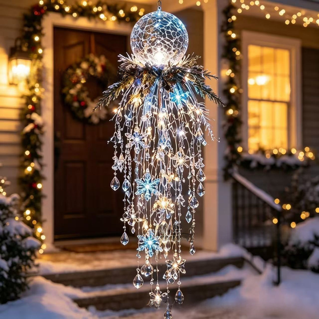 Glow Crystal Waterfall Resin Hanging Christmas Ornament, image 7 of 10