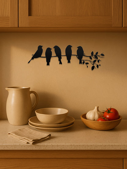 Metal Bird Wall Art Leaf Sculpture Decor