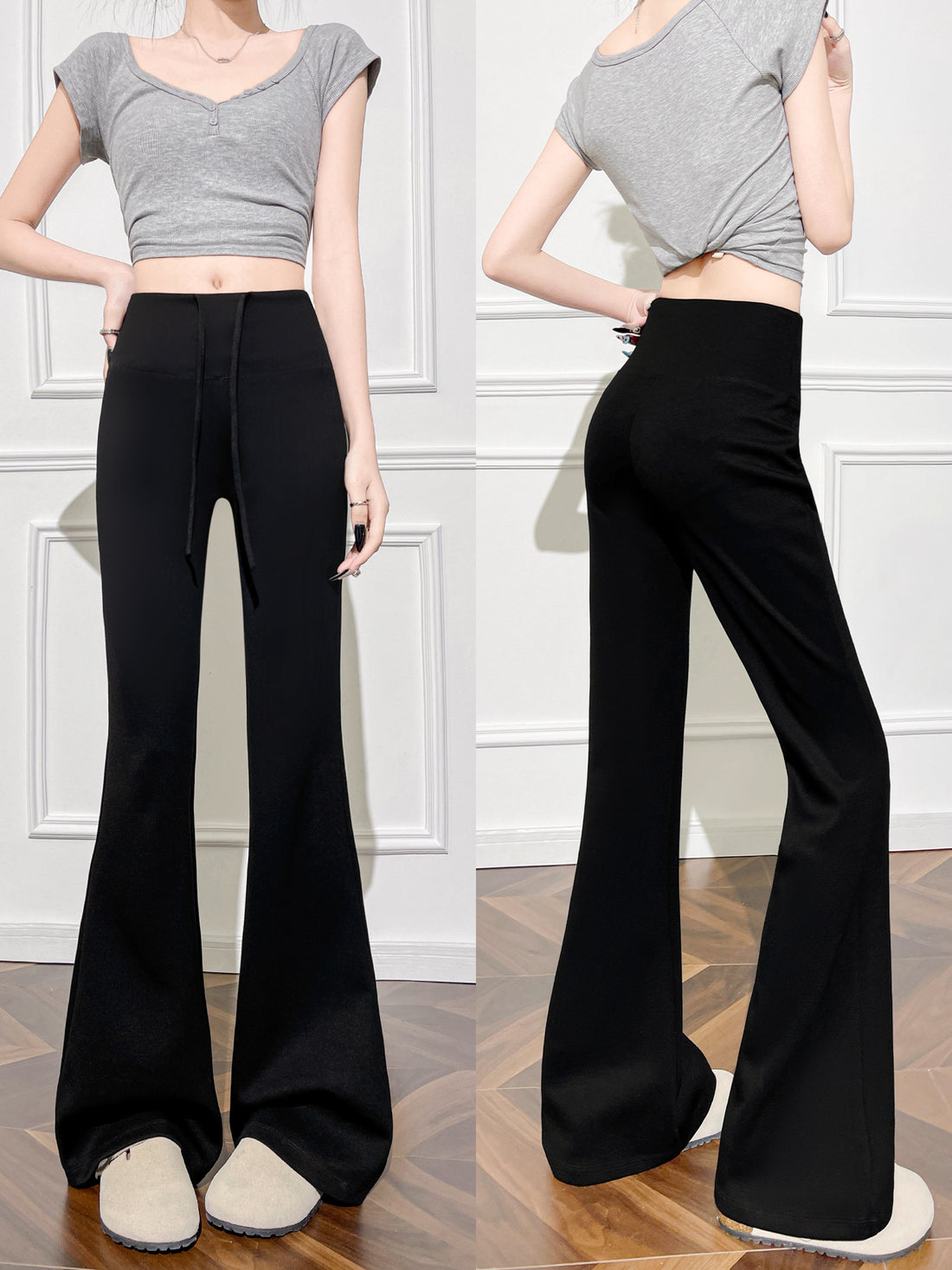 Women's Slim Fit Drawstring Micro Flare Leggings