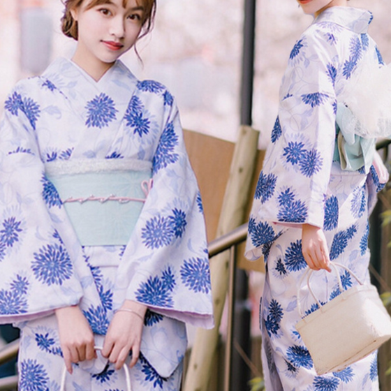 Women's Japanese Camellia Print Kimono Dress Set, All Yards, image 1 of 41