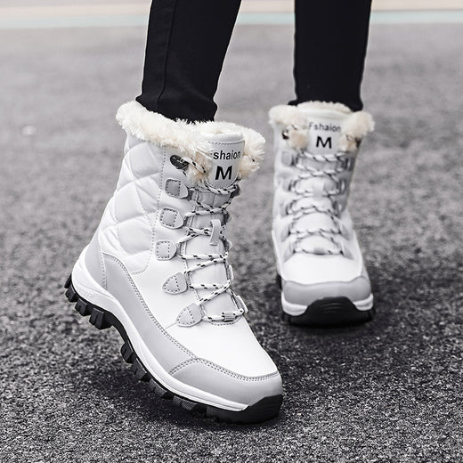 Womens Snow Boots Winter Warm MidTop Outdoor Boots with Faux Fur Lining