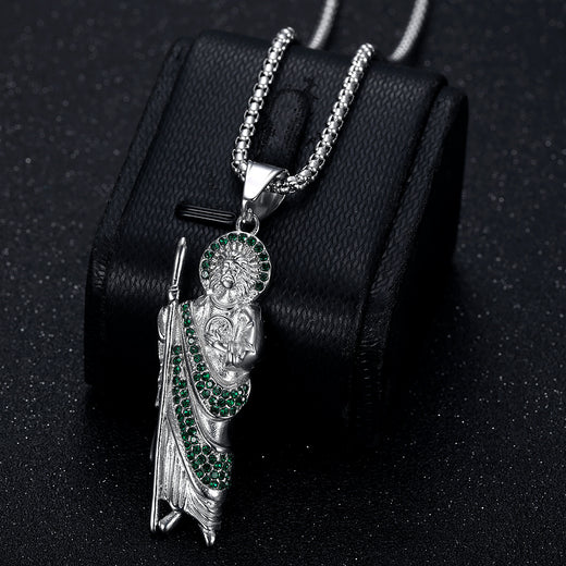 Stainless Steel Gold Plated Saint Jude Pendant Necklace