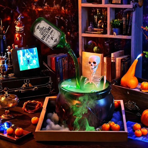 Halloween Witch Bucket Decoration Flame Skull Bucket Indoor Decor