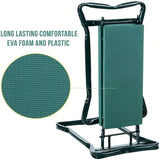 Garden kneeling stool flipped over as a seat