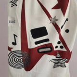 Y2K Guitar Rhinestone Camisole Top with Heart Star Print
