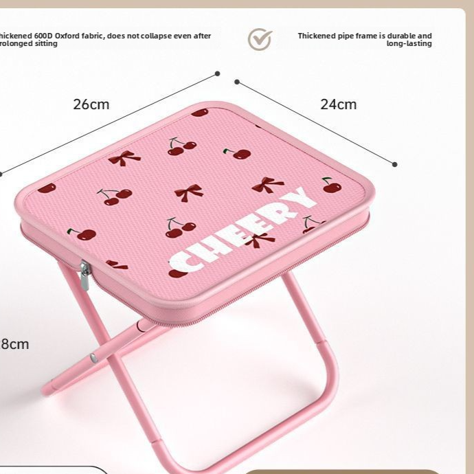 Portable Folding Stool Cherry Print Outdoor Chair