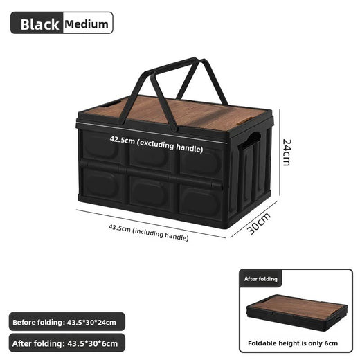 Camping Storage Box with Wooden Lid