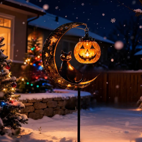 Halloween Black Cat Pumpkin Ground Lamp Decor product image 1