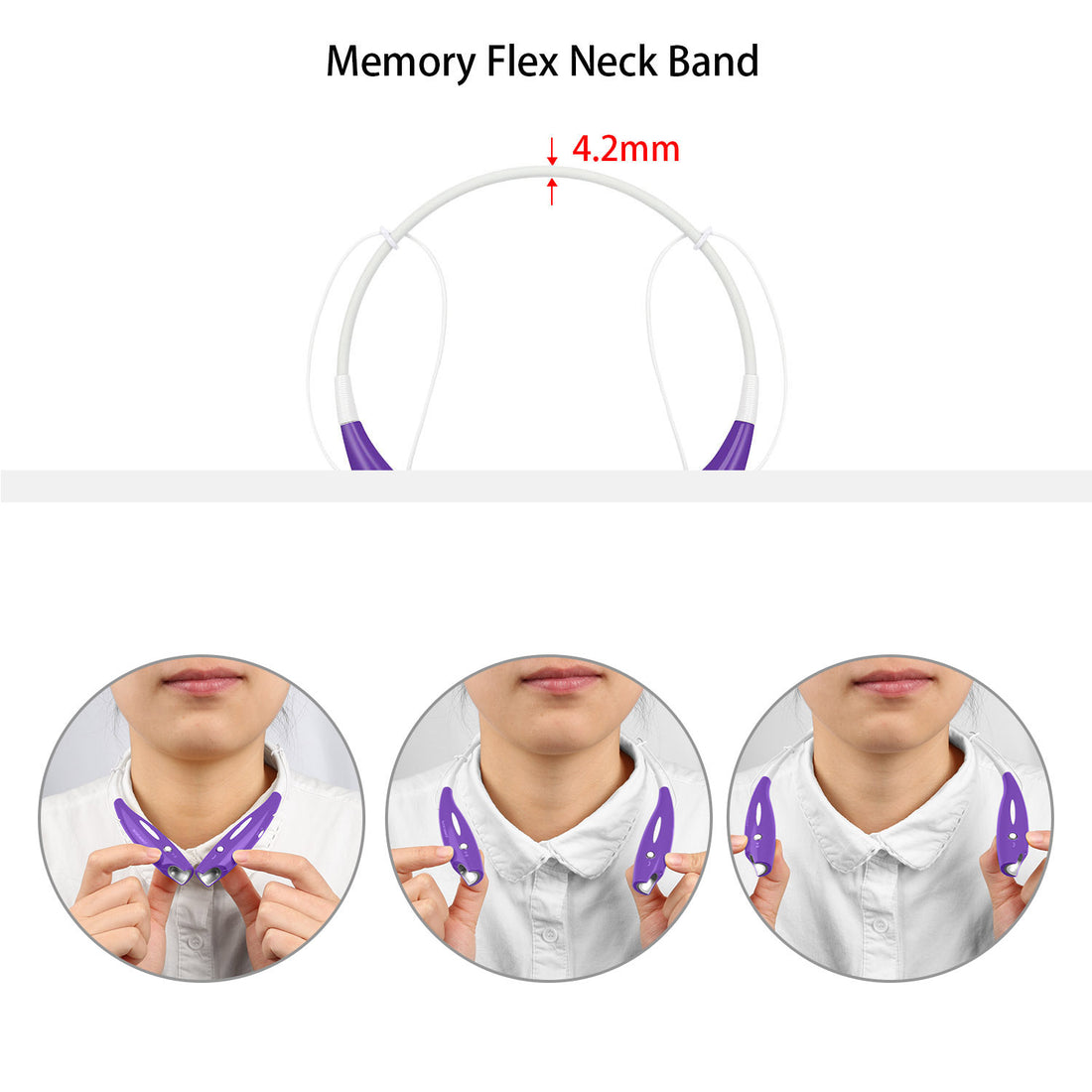 Flexible neck band 4.2 mm thick shown on three people