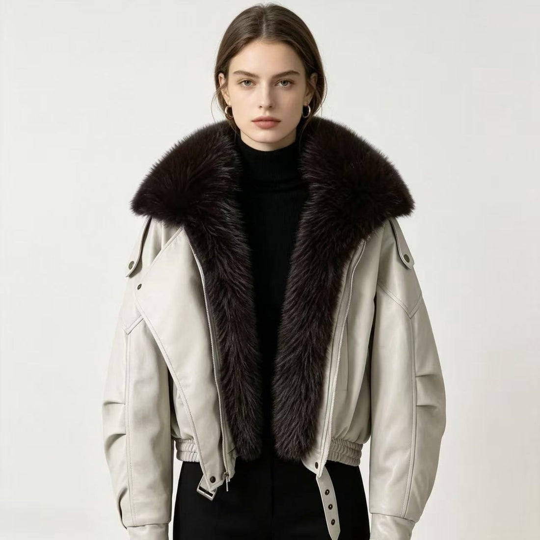 Women's Thickened Cotton Coat with Removable Fur Collar
