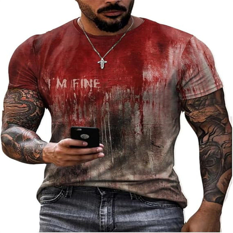 Mens 3D Digital Print Short Sleeve T Shirt Summer Casual Streetwear