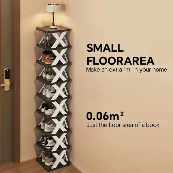 Vertical shoe rack full height view