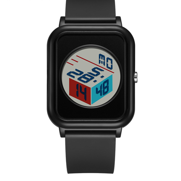 Sanda Minimalist Digital Watch with 3D Cube Dial