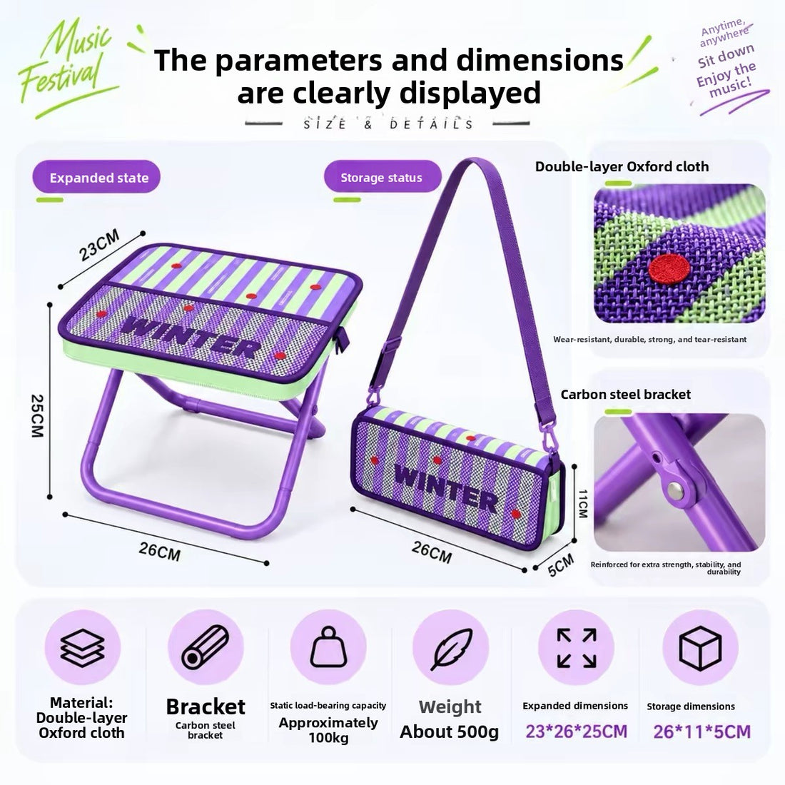 Portable Pencil Case Foldable Stool
