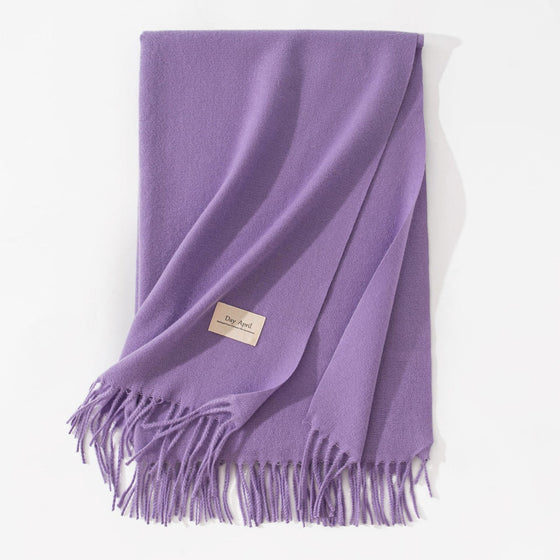 Light Purple faux cashmere scarf with tassels, folded