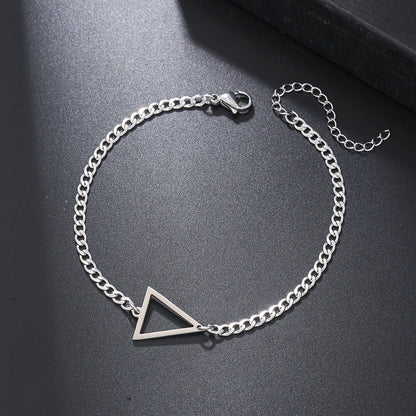Geometric stainless steel triangle NK chain bracelet men hip hop cross love charm bracelet for women