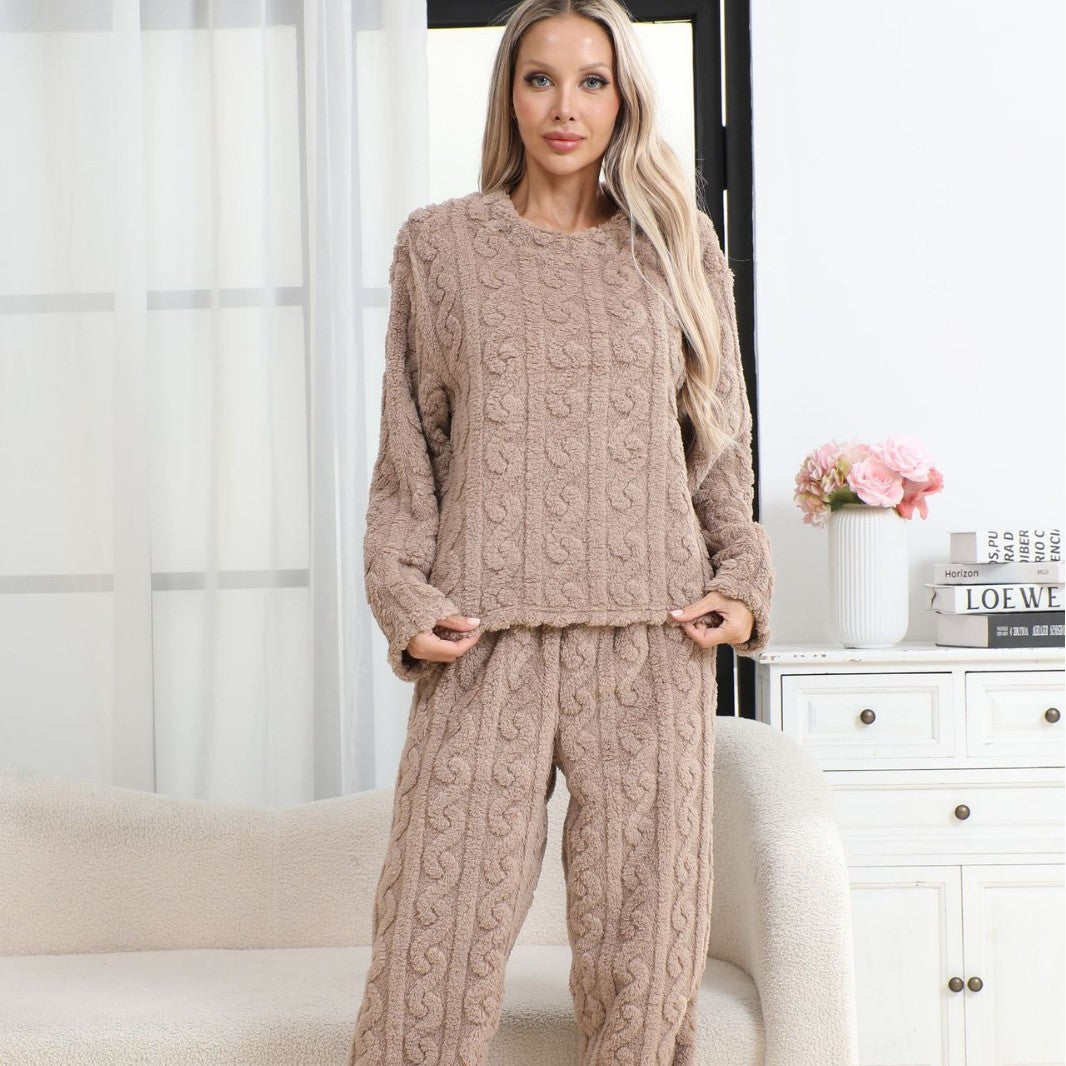 Casual Solid Ribbed Pajamas