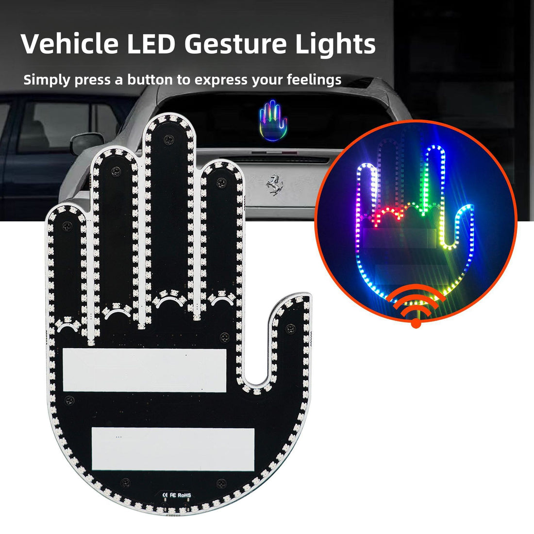 Interactive LED Gesture Light with Remote for Car Warning and Anti-Collision Signaling
