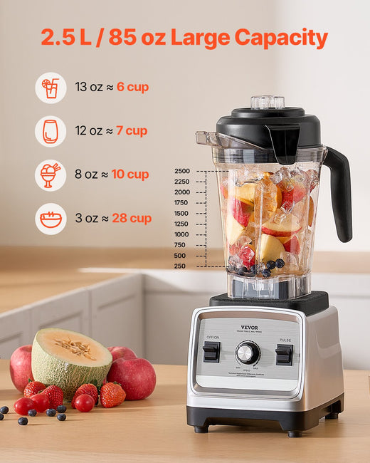 Kitchen blender crushing ice for a smoothie