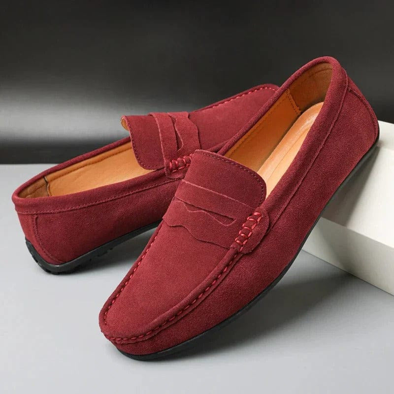 Men's Shoes Leather Slip-on Casual Square-toe Flat Shoes