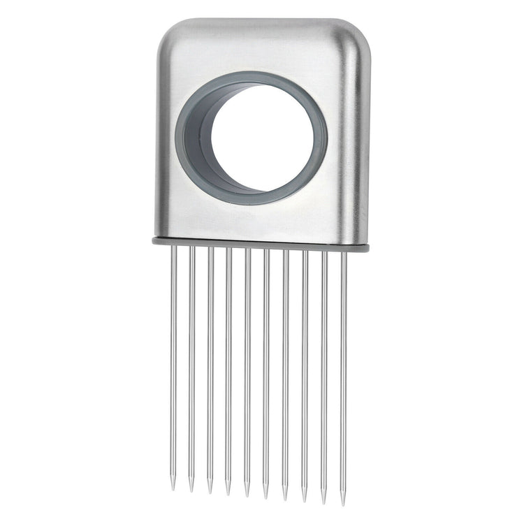 Onion holder slicer with potato slices