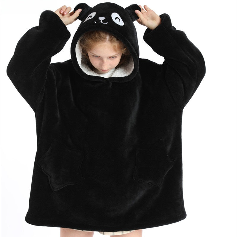 Kids cartoon animal hooded fleece robe, photo 6