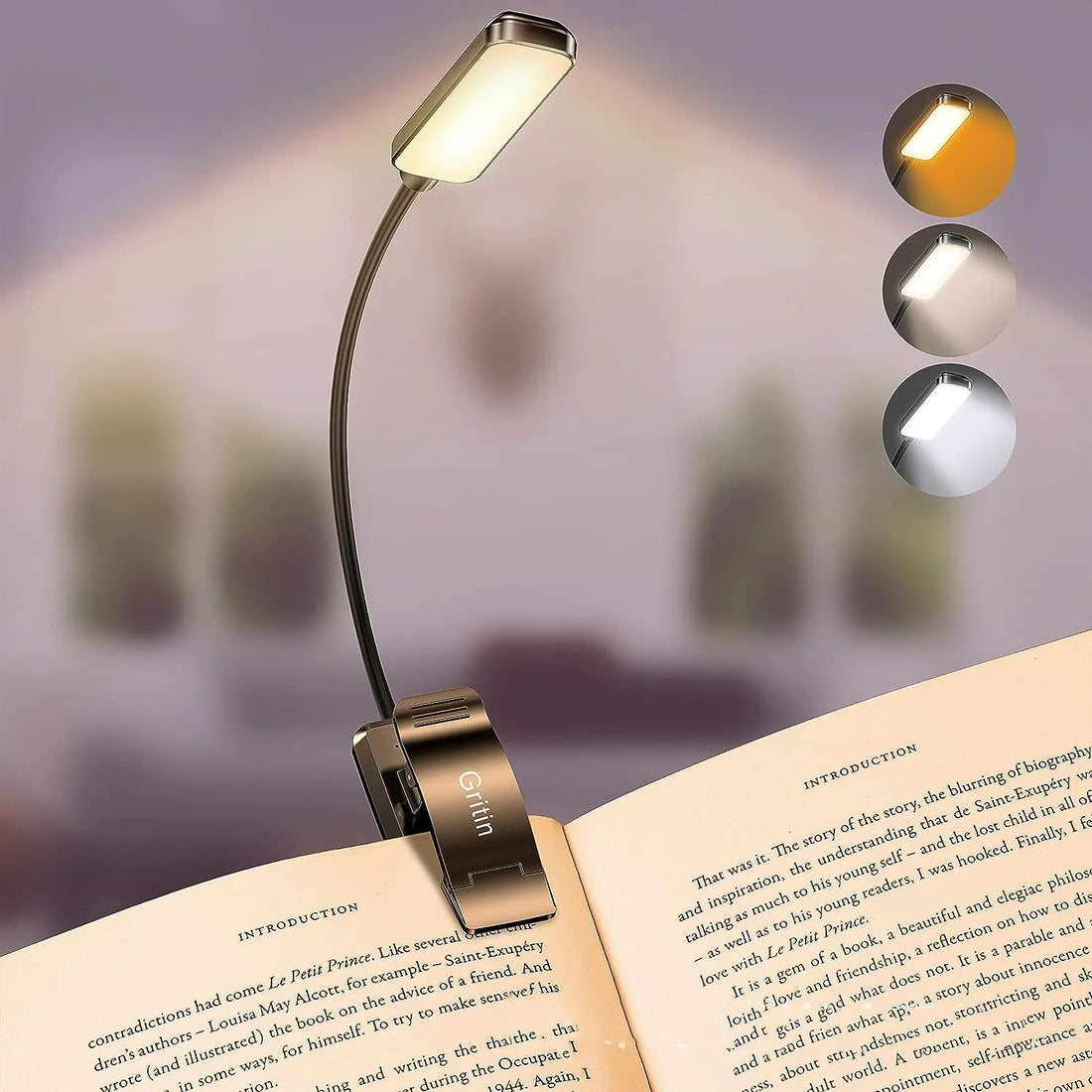 Close-up of the flexible gooseneck that aims the light