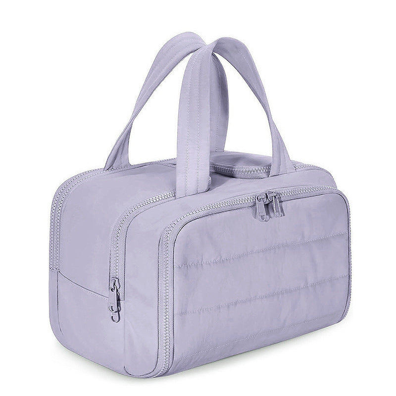 Partitioned Makeup Storage Bag with Wide Opening