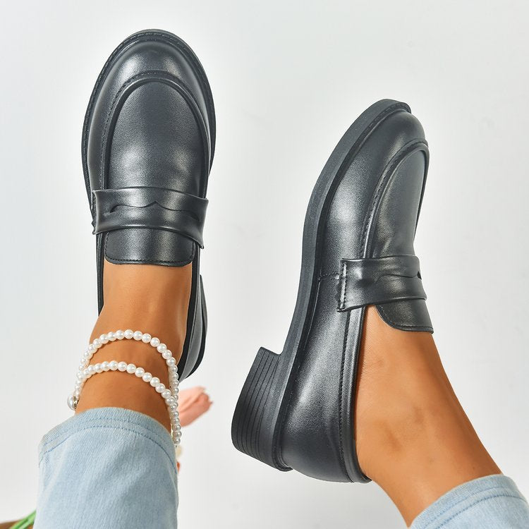 Women's solid-color pointed-toe flat shoes