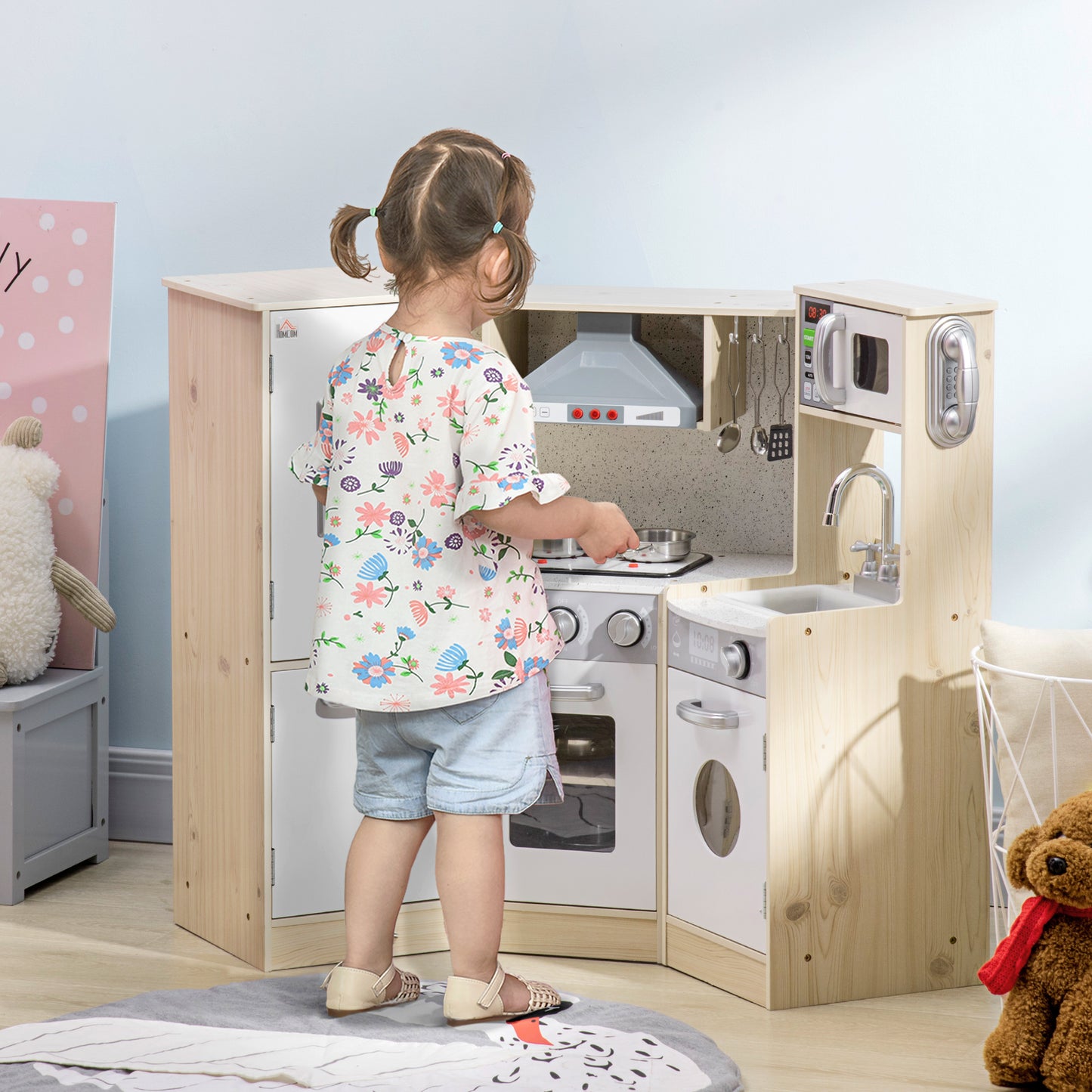 Kids Kitchen Playset with Accessories and Storage Space
