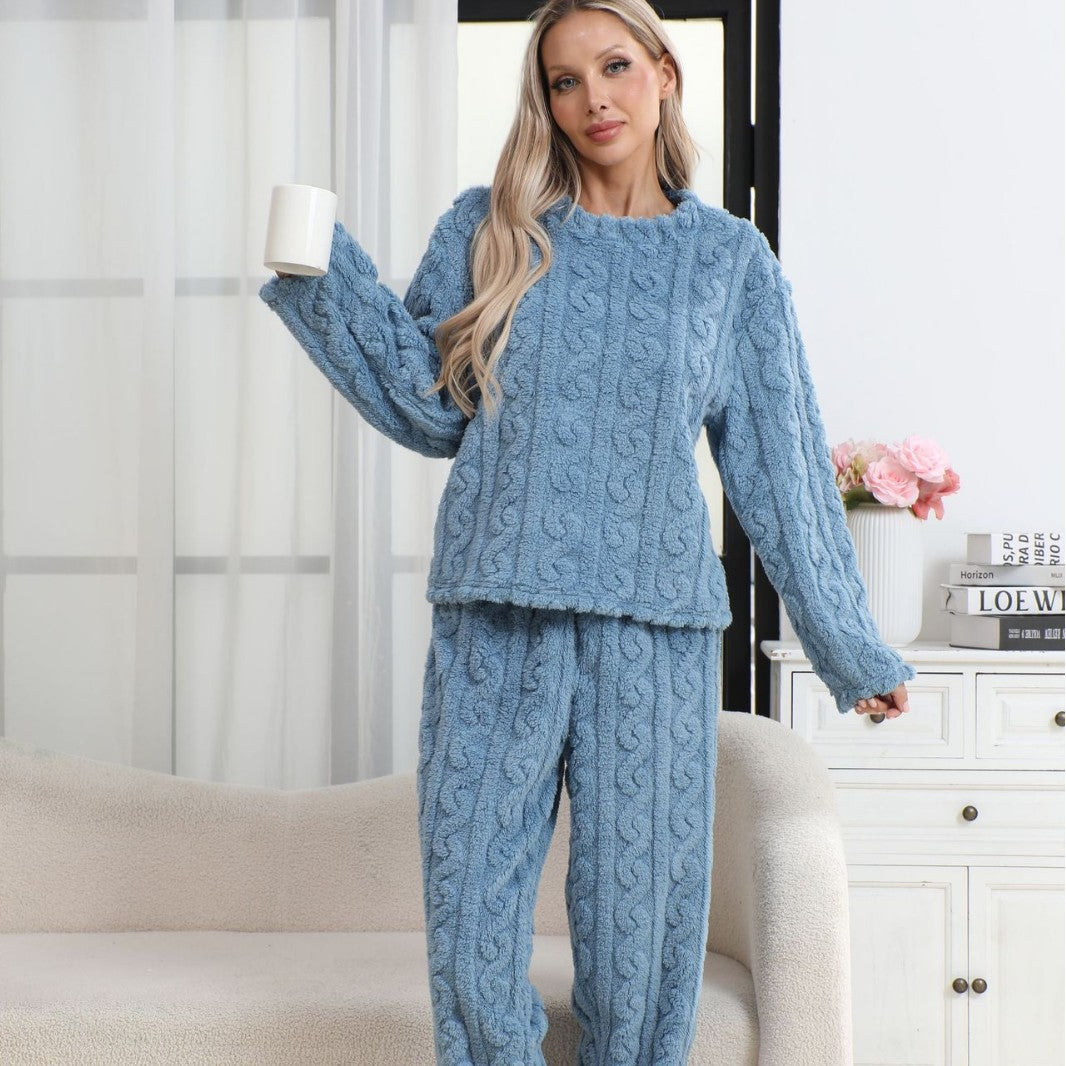 Casual Solid Ribbed Pajamas