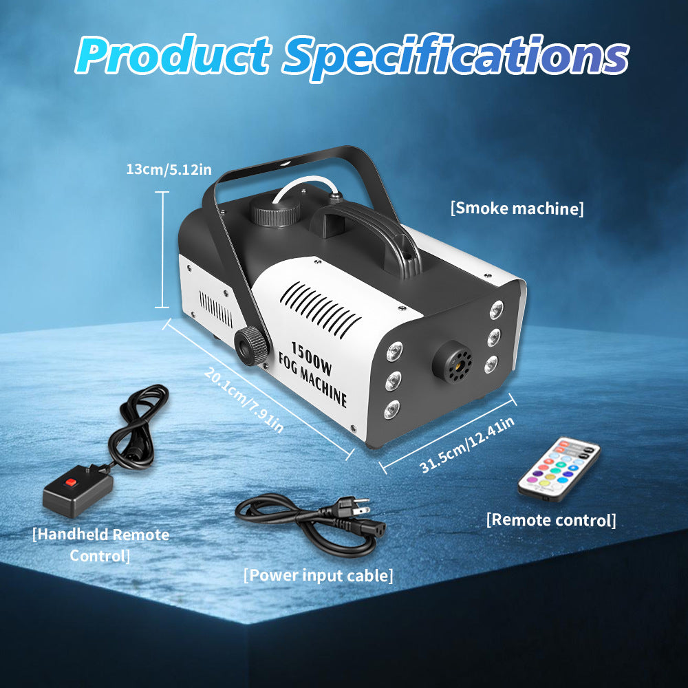 1500W Remote Control RGB Smoke Machine with Music Sync
