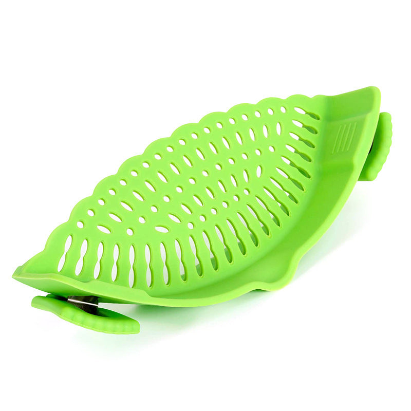 Clip On Silicone Kitchen Strainer Anti Spill Pot Edge Draining Basket