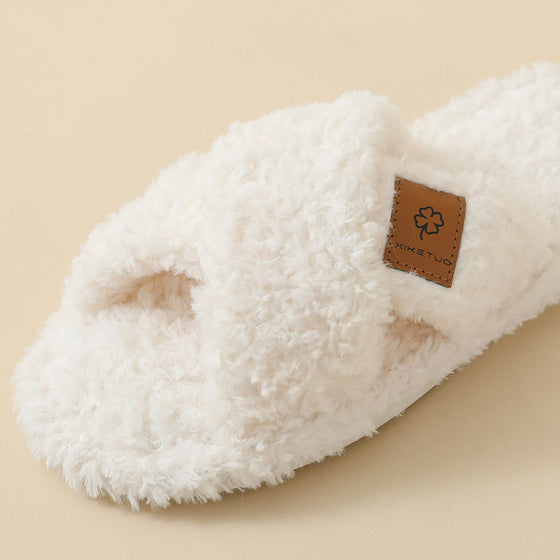 Women's plush cross-strap slippers, photo 4