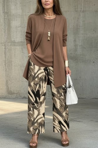 Casual 3D Printed 3-Piece Set Top Vest Pants