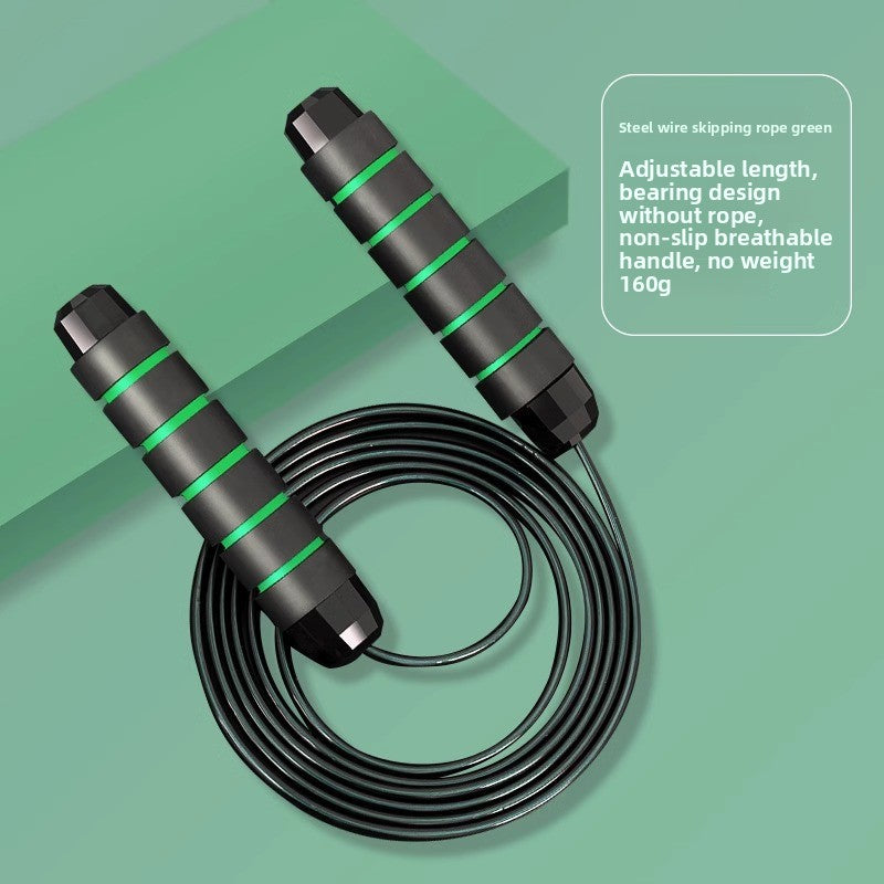 Adjustable Length Steel Wire Skipping Rope with Bearing System for Fitness Training