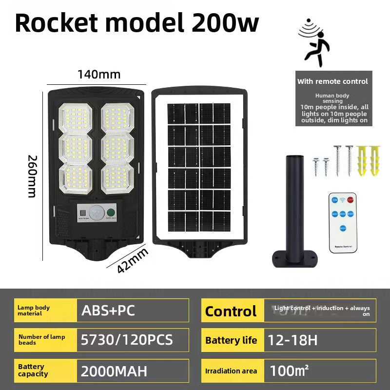 Solar Powered LED Street Light with Motion Sensor