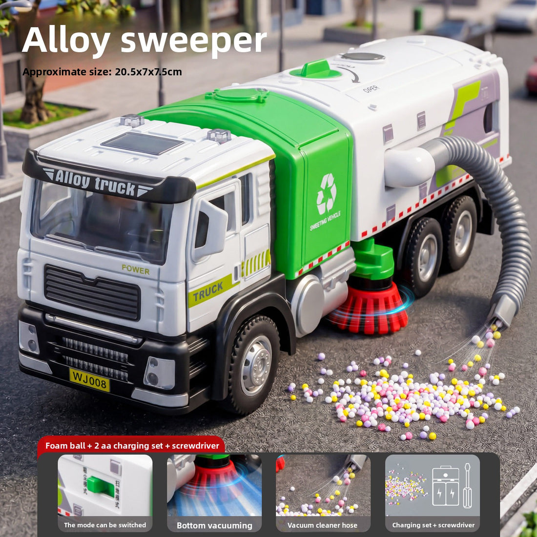 Alloy garbage truck toy, rechargeable version