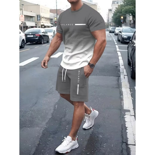 Men Gradient Sportswear Shorts Set