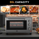 30L mini electric oven with wire rack and crumb tray