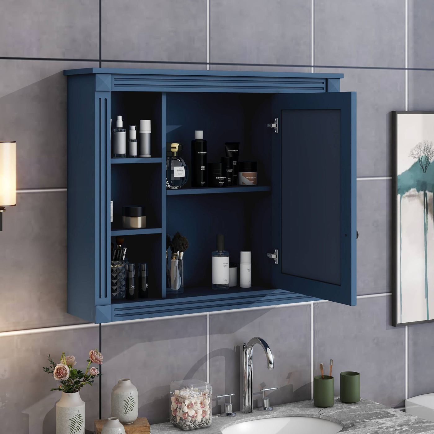 Modern Wall Mounted Bathroom Mirror Storage Cabinet