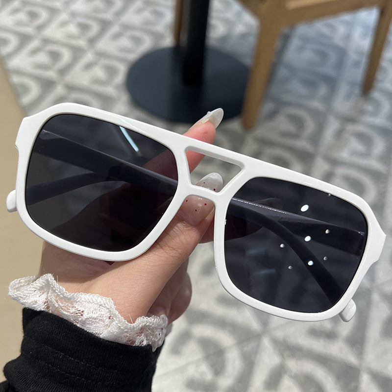 Candy Color Double Bridge Square Frame Sunglasses