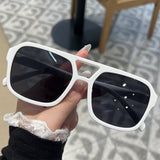 Candy Color Double Bridge Square Frame Sunglasses