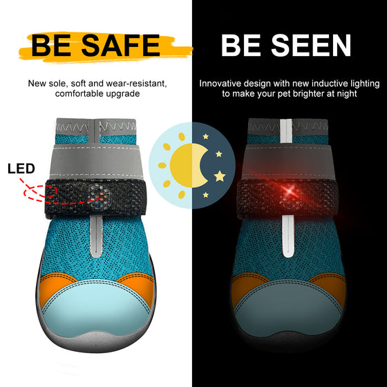 Shoes in daylight and with the LED glowing at night