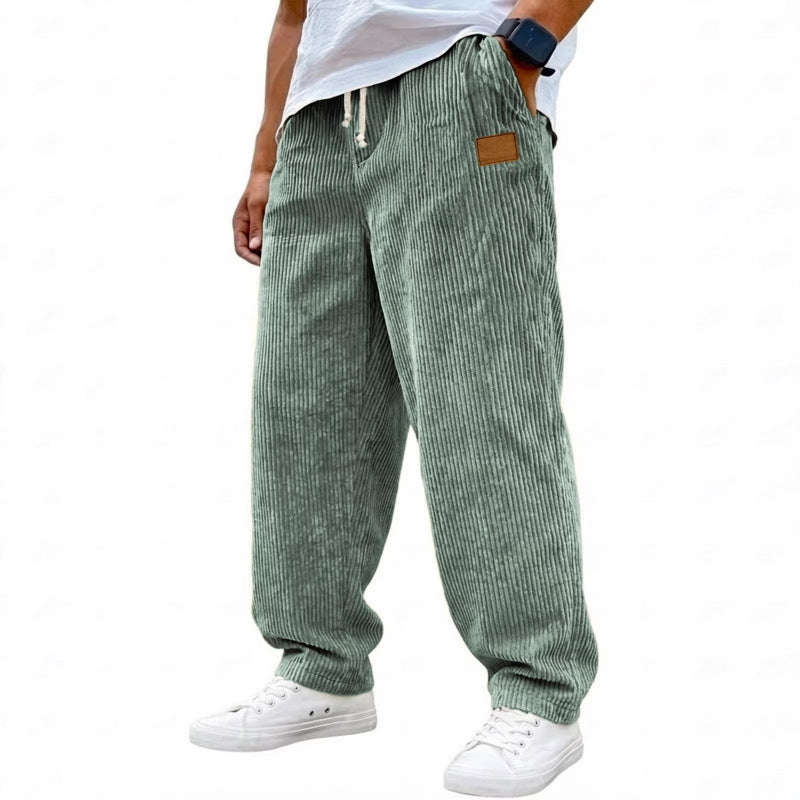 Men's 3D Digital Print Straight Leg Casual Pants with Drawstring Mid-Rise Full Length Trousers