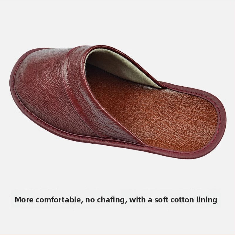 Genuine Leather Home Slippers with Anti-Slip Sole